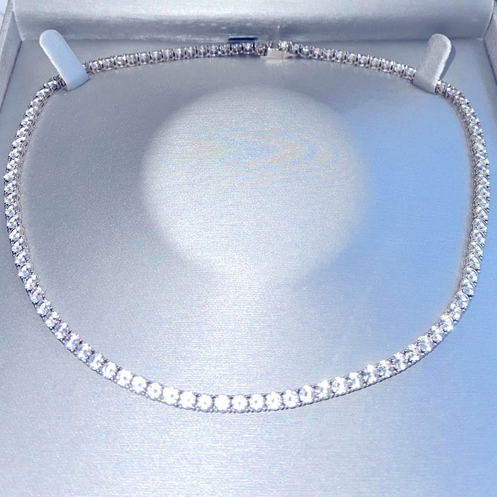 White Sapphire Tennis Necklace
